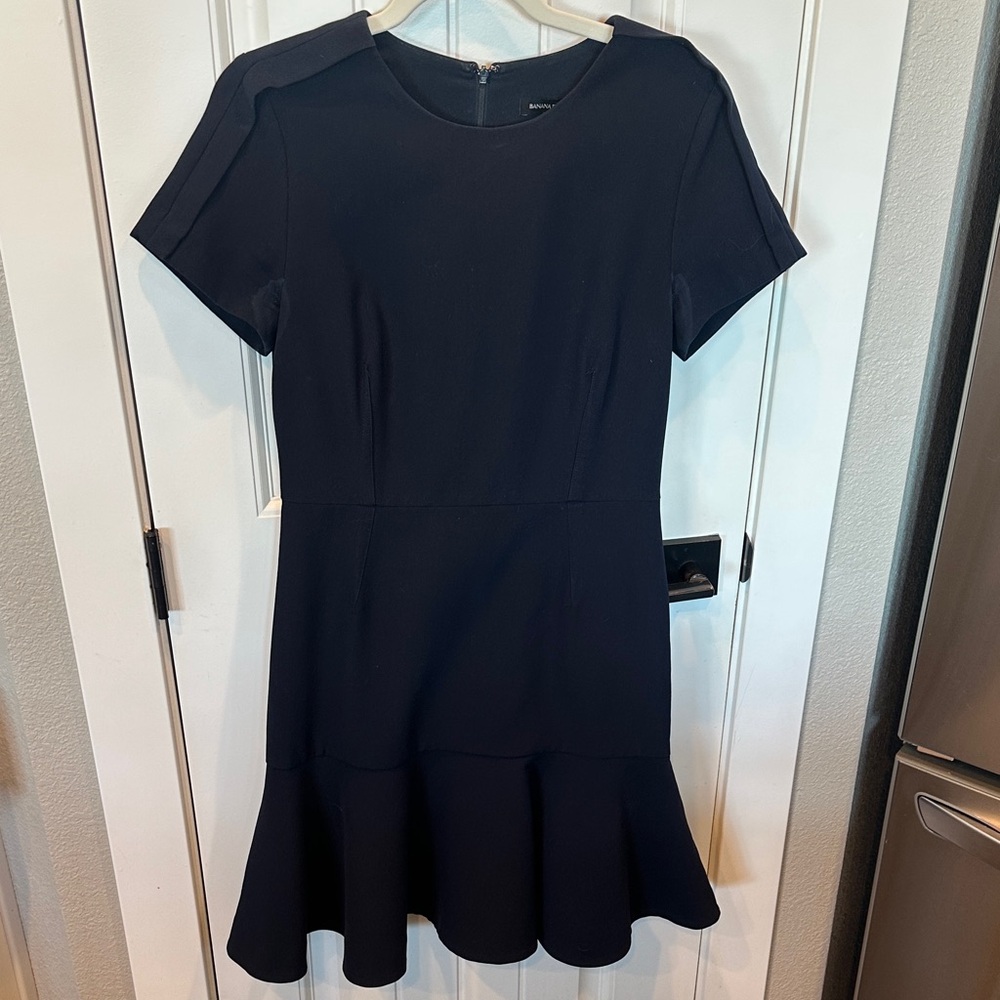 Banana Republic Black Mini Dress with Ruffle Hem